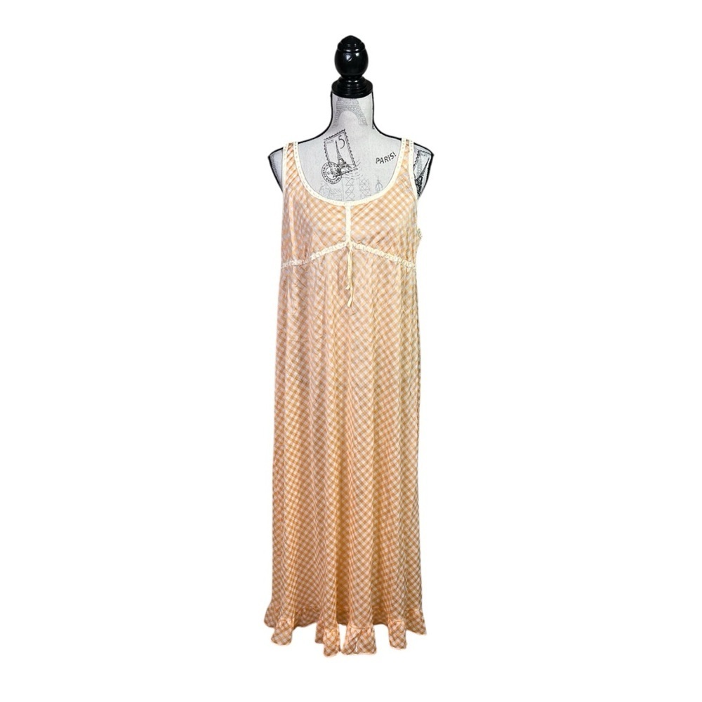 Vintage Peach‎ Checkered Chemise